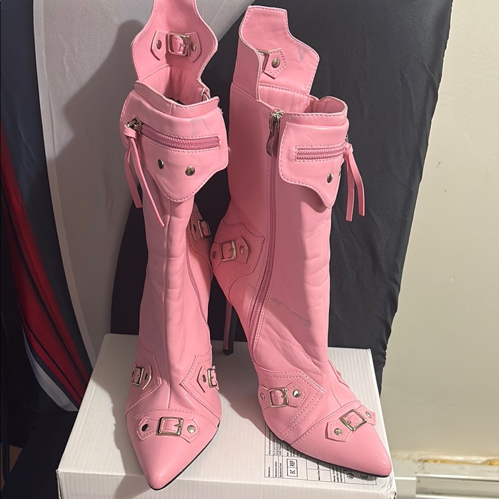 Pink Women's High Heel Boots